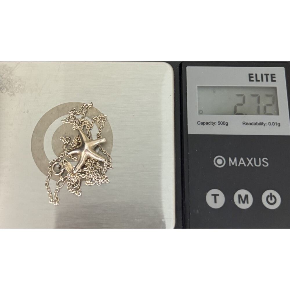 TIFFANY & CO. Sterling Silver Elsa Peretti Starfish Necklace 2.72 G / 18 In - Picture 10 of 10